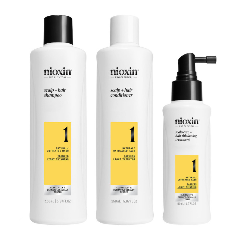 Nioxin System 1 Trial Kit Natural Hair, Light Thinning (Σαμπουάν 150ml, Γαλάκτωμα 150ml, Θεραπεία 50ml)