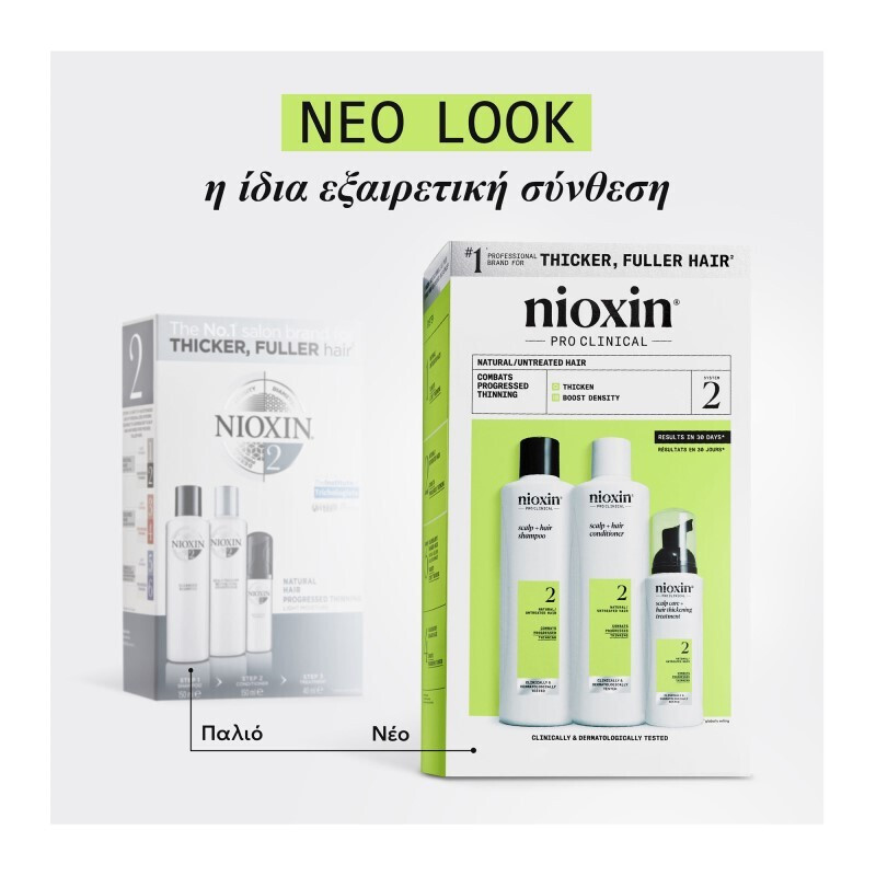 Nioxin System 2 Trial Kit Natural Hair Progressed Thinning (Σαμπουάν 150ml, Γαλάκτωμα 150ml, Θεραπεία 40ml)