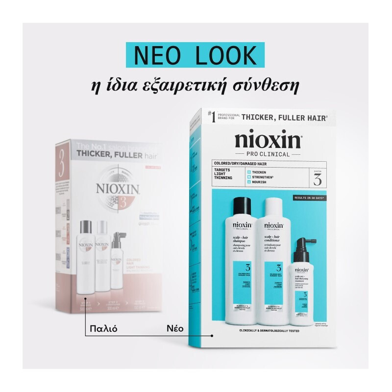 Nioxin System 3 Loyalty Kit Colored Hair, Light Thinning (Σαμπουάν 300ml, Γαλάκτωμα 300ml, Θεραπεία 100ml)