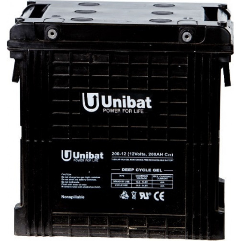 Unibat Μπαταρία Φωτοβολταϊκών GEL Κλειστού Τύπου Βαθειάς Εκφόρτισης 12V 200Ah C100