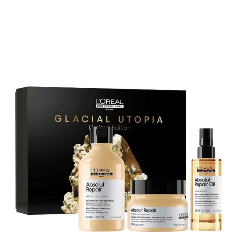 L’Oréal Professionnel Serie Expert - Glacial Utopia Absolut Repair Trio Gift Set XMAS 2024 (Shampoo 300ml, Mask 250ml & Oil 90ml)