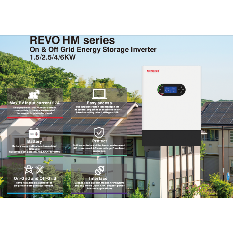 REVO HM series On&Off Grid Hybrid Solar Inverter 2.5KW 24V Solar Energy Storage Inverter