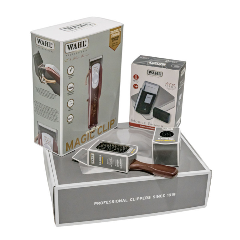 Wahl Professional Combo Set 3615-0473 | Magic Clip Cordless - Mobile Shaver - Knuckle Fade Brush - Barber Fade Brush