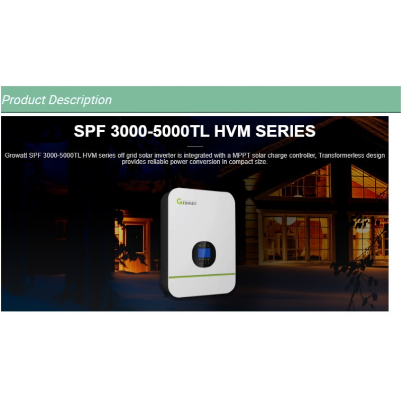 Growatt SPF 3000TL HVM-24 Off- Grid Inverter 3KVA / 3KW VDC 24V with Wifi