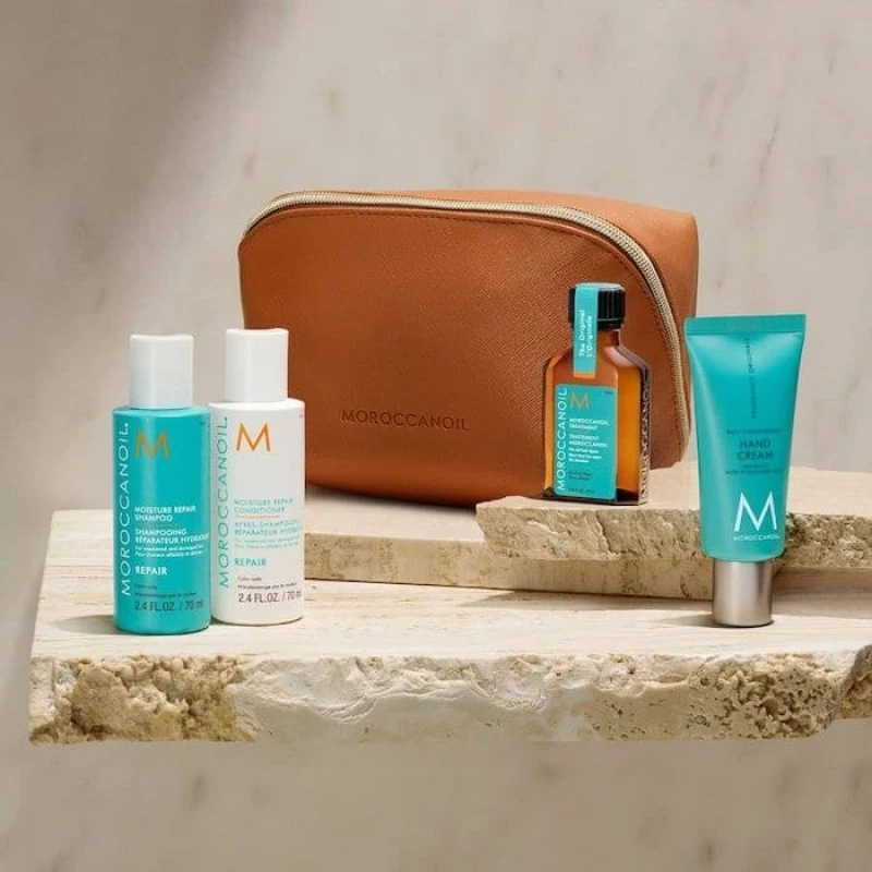 Moroccanoil Repair Travel Set (Shampoo 70ml, Conditioner 70ml, Hand Cream 40ml, Oil Treatment 25ml)