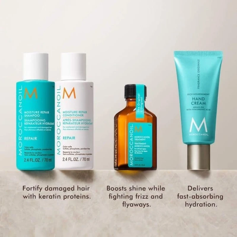 Moroccanoil Repair Travel Set (Shampoo 70ml, Conditioner 70ml, Hand Cream 40ml, Oil Treatment 25ml) Moroccanoil Repair Travel Set (Shampoo 70ml, Conditioner 70ml, Hand Cream 40ml, Oil Treatment 25ml)