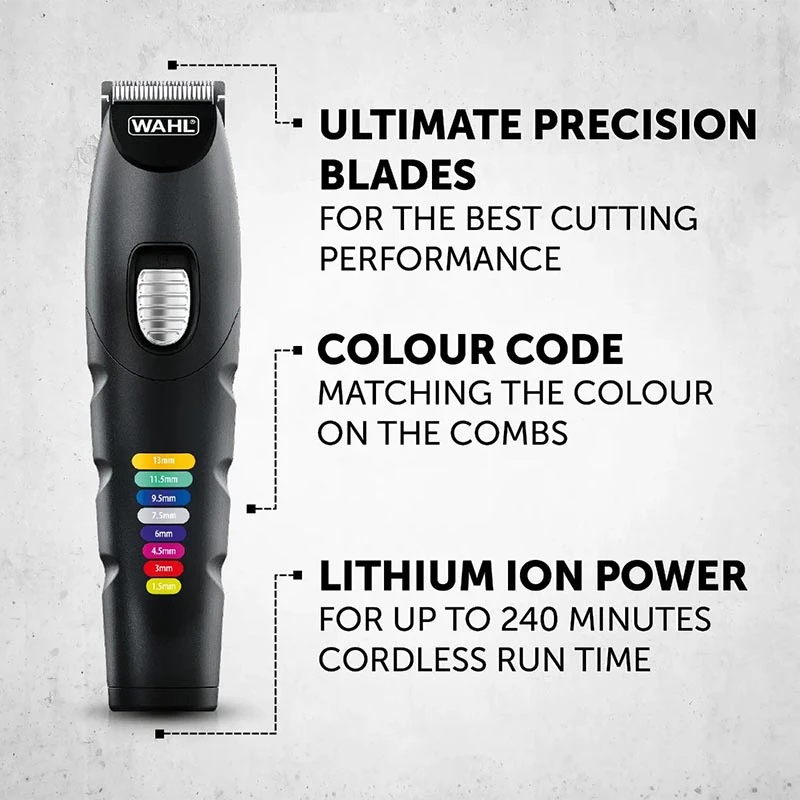 WAHL COLOR TRIM ADVANCED Επαναφορτιζόμενο Τρίμερ Προσώπου / Σώματος με 4 Κεφαλές