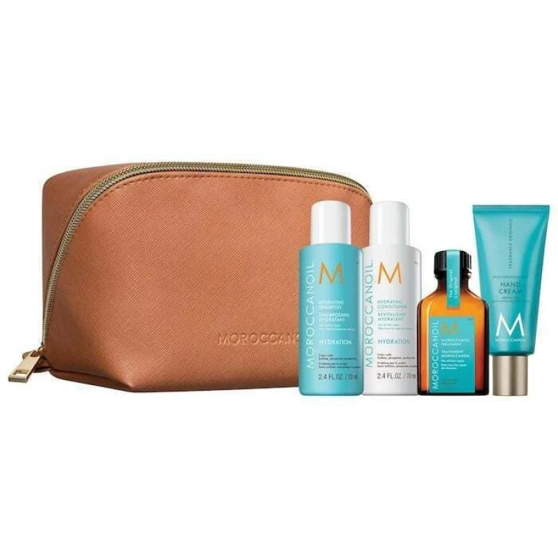 Moroccanoil Hydration Discovery Set Travel Kit (Shampoo 70ml, Conditioner 70ml, Treatment 25ml, Hand Cream 40ml)