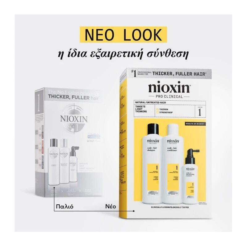 Nioxin System 1 Loyalty Kit Natural Hair, Light Thinning (Σαμπουάν 300ml, Γαλάκτωμα 300ml, Θεραπεία 100ml) Nioxin System 1 Loyalty Kit Natural Hair, Light Thinning (Σαμπουάν 300ml, Γαλάκτωμα 300ml, Θεραπεία 100ml)