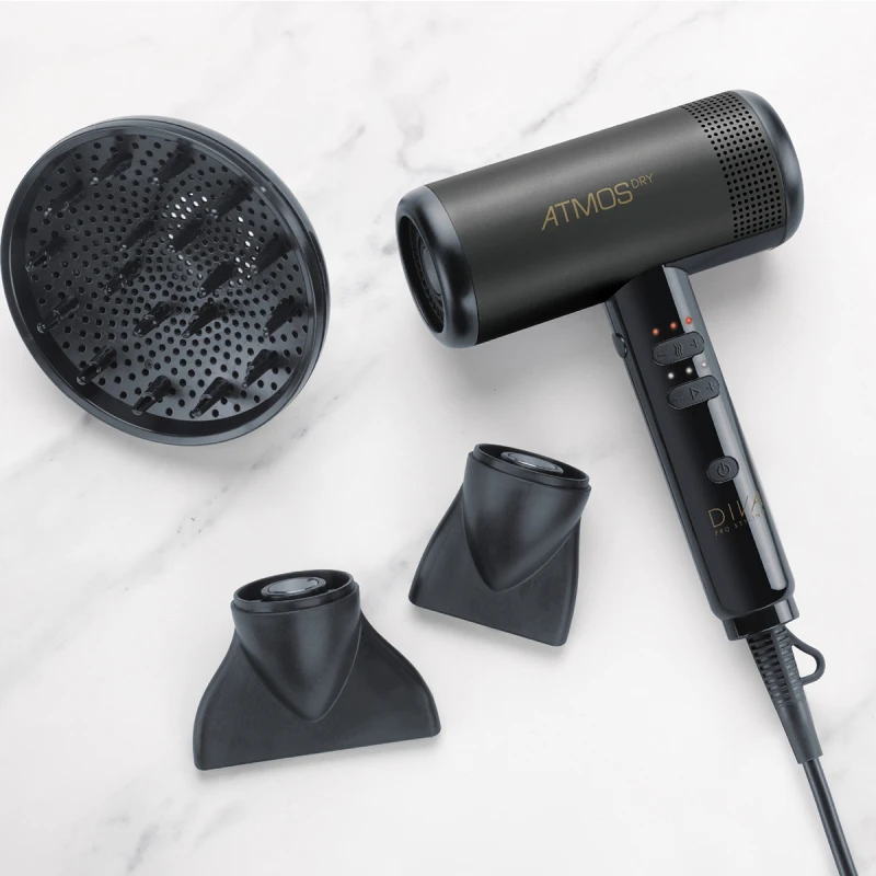 DIVA PRO ATMOS DRY ATM001 ECO Επαγγελματικό Πιστολάκι Μαλλιών με 2 Στενά Μαγνητικά Στόμια & Φυσούνα 2000 W