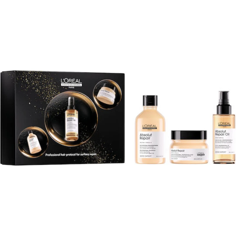 L'Oréal Professionnel   Absolut Repair Trio Σετ Θεραπείας Μαλλιών για Ταλαιπωρημένα Μαλλιά με Σαμπουάν, Μάσκα & Λάδι 3τμχ