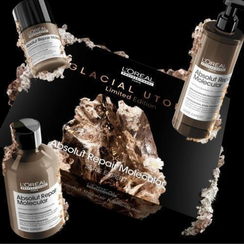 L’Oréal Professionnel Serie Expert - Glacial Utopia Absolut Repair Molecular Trio Gift Set XMAS 2024 (Shampoo 300ml, Rinse-Off Serum 250ml & Leave-in Mask 100ml)