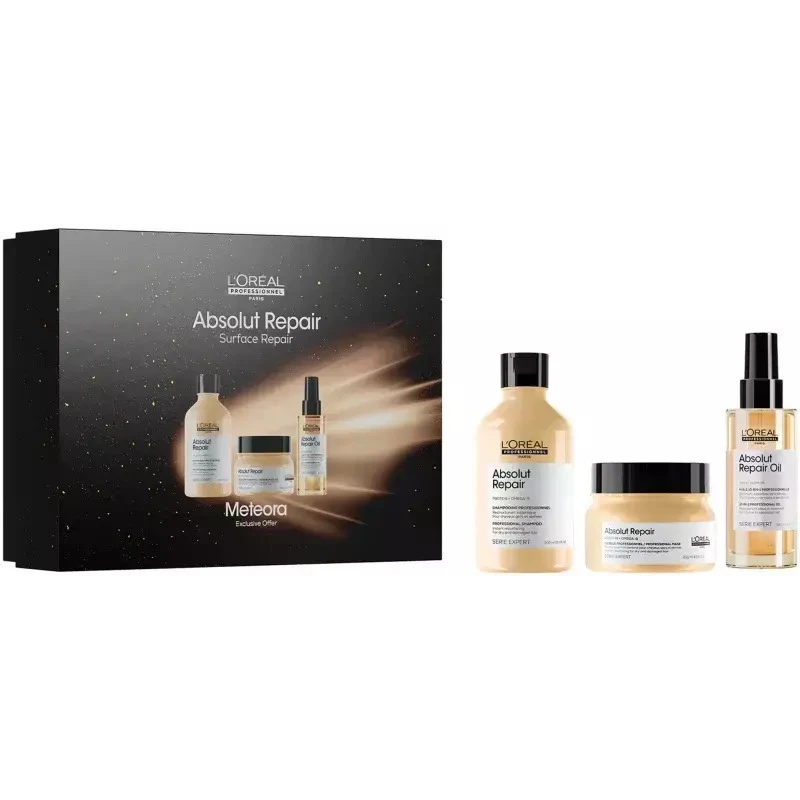 LOREAL PROFESSIONNEL ABSOLUT REPAIR ΓΙΑ ΕΝΤΑΤΙΚΗ ΑΝΑΔΟΜΗΣΗ TRIO GIFT SET (Shampoo 300ml, Mask 250ml & Oil 90ml) LOREAL PROFESSIONNEL ABSOLUT REPAIR ΓΙΑ ΕΝΤΑΤΙΚΗ ΑΝΑΔΟΜΗΣΗ TRIO GIFT SET (Shampoo 300ml, Mask 250ml & Oil 90ml)