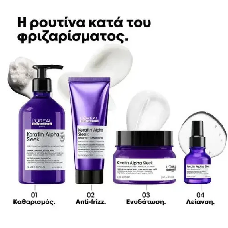L'Oréal Professionnel Keratin Alpha Sleek Refill Σαμπουάν Αναδόμησης/Θρέψης & Όγκου για Φριζαρισμένα Μαλλιά 1000ml