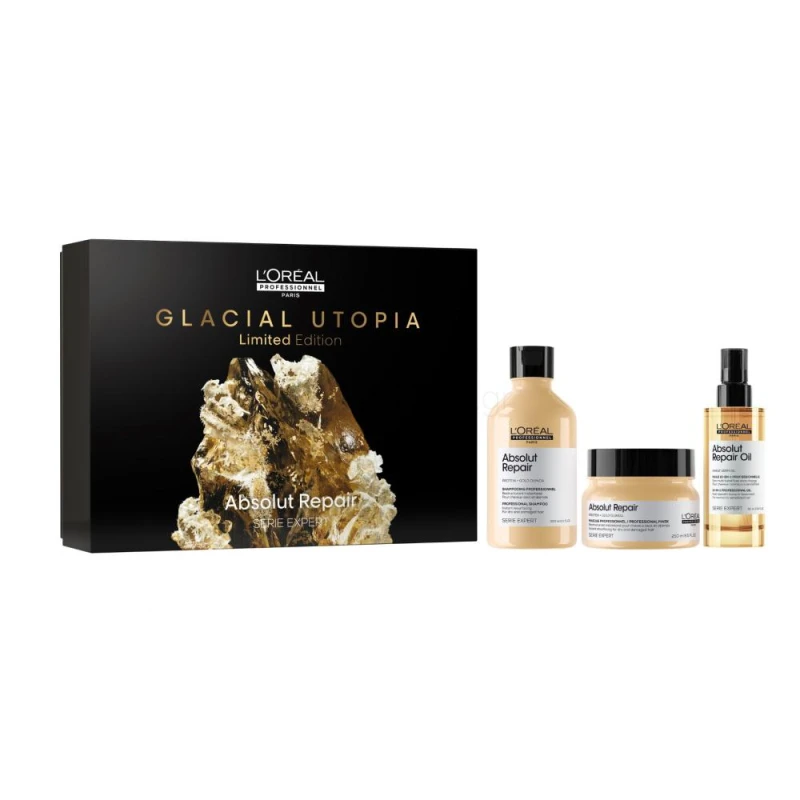 L’Oréal Professionnel Serie Expert - Glacial Utopia Absolut Repair Trio Gift Set XMAS 2024 (Shampoo 300ml, Mask 250ml & Oil 90ml) L’Oréal Professionnel Serie Expert - Glacial Utopia Absolut Repair Trio Gift Set XMAS 2024 (Shampoo 300ml, Mask 250ml & Oil 90ml)