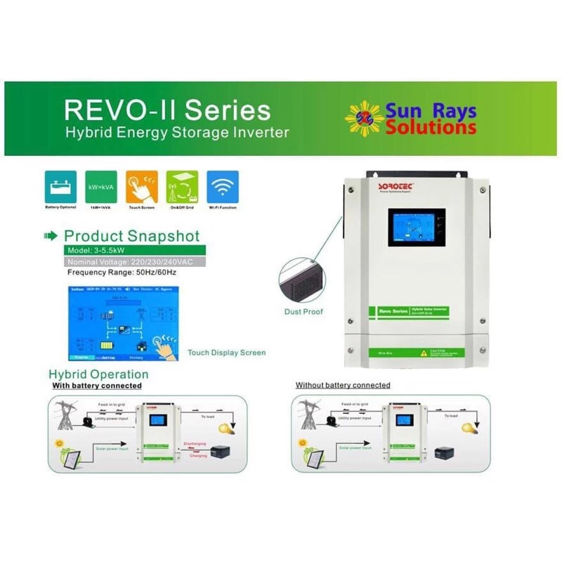 REVO II Series  24V On/Off Grid 3kw  Solar Hybrid Inverters with 90A MPPT Solar Controller