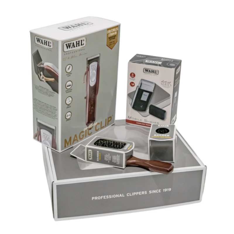 Wahl Professional Combo Set 3615-0473 | Magic Clip Cordless - Mobile Shaver - Knuckle Fade Brush - Barber Fade Brush Wahl Professional Combo Set 3615-0473 | Magic Clip Cordless - Mobile Shaver - Knuckle Fade Brush - Barber Fade Brush