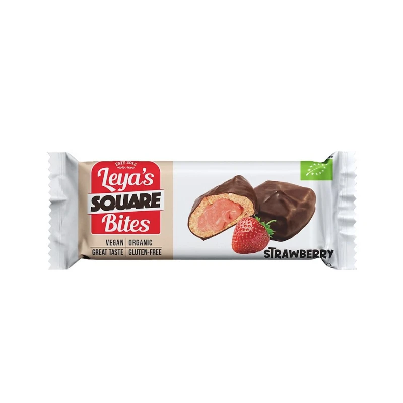 Nomadi Leya’s Square Bites – Βιολογικές Μπουκιές με Φράουλα 38g