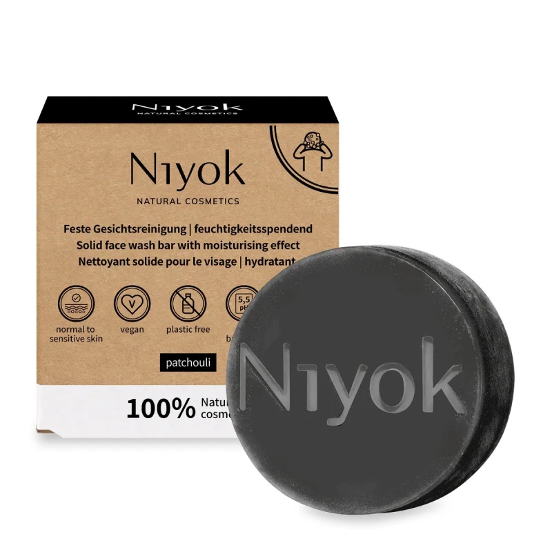 NIYOK | Στερεό Καθαριστικό Προσώπου Με Patchouli – Ενεργός Άνθρακας, 80 g