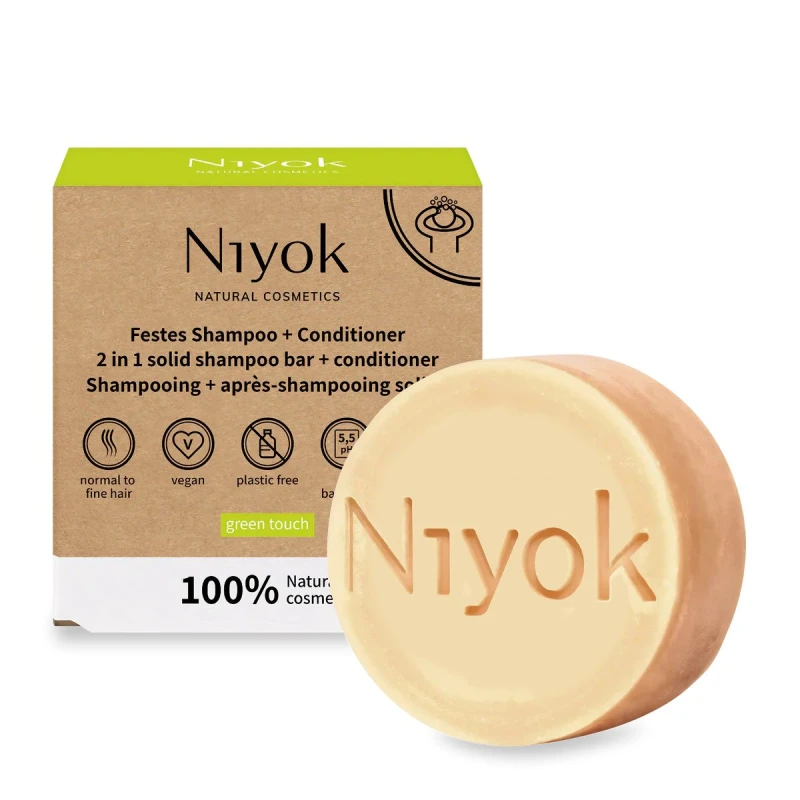 NIYOK | Στερεό Σαμπουάν & Conditioner Green Touch - Με δροσερό άρωμα, 80 g