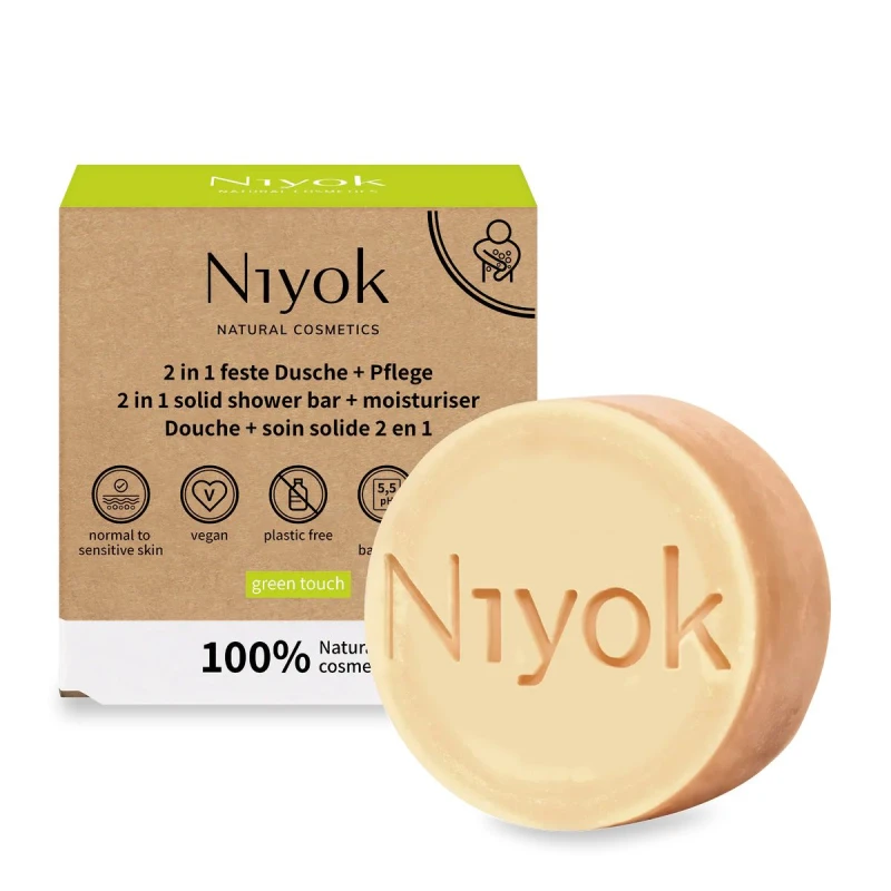 NIYOK | Στερεό Αφρόλουτρο & Ενυδάτωση Green Touch - Με δροσερό άρωμα, 80 g