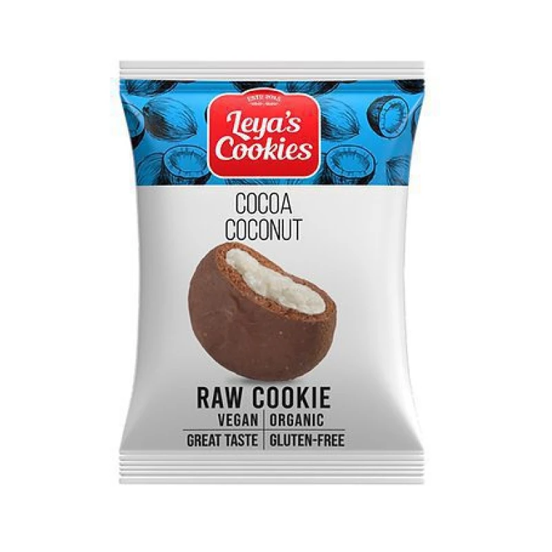 Leya’s Raw Cookies Cocoa Coconut – Βιολογικά Raw Cookies με Κακάο & Καρύδα 25 g