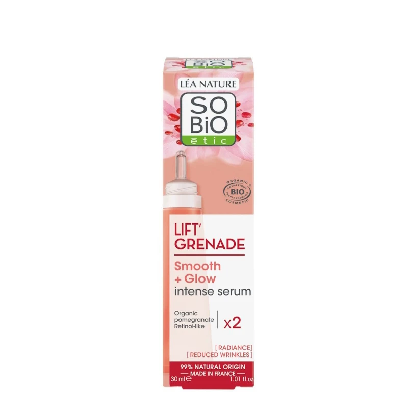 SO'BIO ÉTIC | Ορός Προσώπου (Εντατικής Λείανσης & Λάμψης) - Με βιολογικό ρόδι και φυτικό σύμπλεγμα ρετινόλης 30ml
