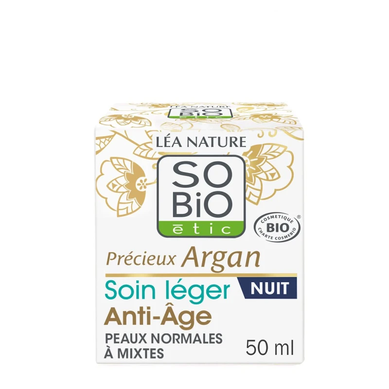 SO'BIO ÉTIC | Κρέμα Νύχτας Προσώπου Αντιγήρανσης - Με βιολογικό αργανέλαιο & υαλουρονικό οξύ 50ml