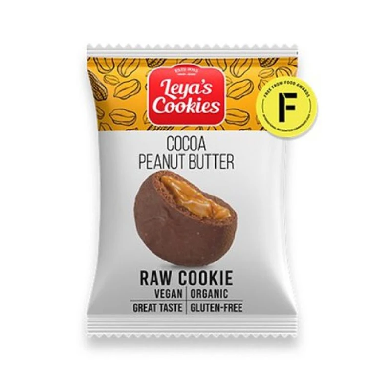 Leya’s Raw Cookies Cocoa Peanut Butter – Βιολογικά Raw Cookies με Κακάο & Φυστικοβούτυρο 25g