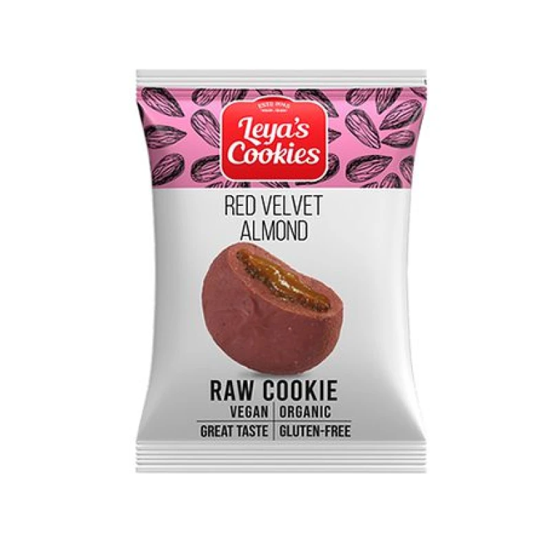 Leya’s Raw Cookies Red Velvet Almond – Βιολογικά Raw Cookies με Αμύγδαλο 25g