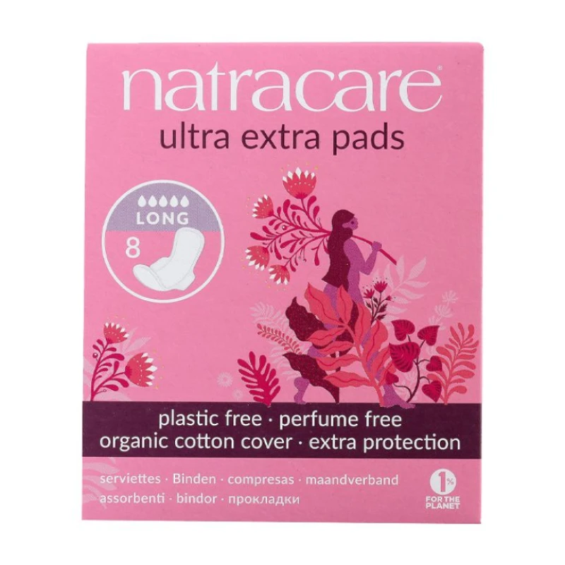 Natracare Σερβιέτες Ultra με Φτερά – Πολύ Μεγάλη Ροή (8τεμ.)