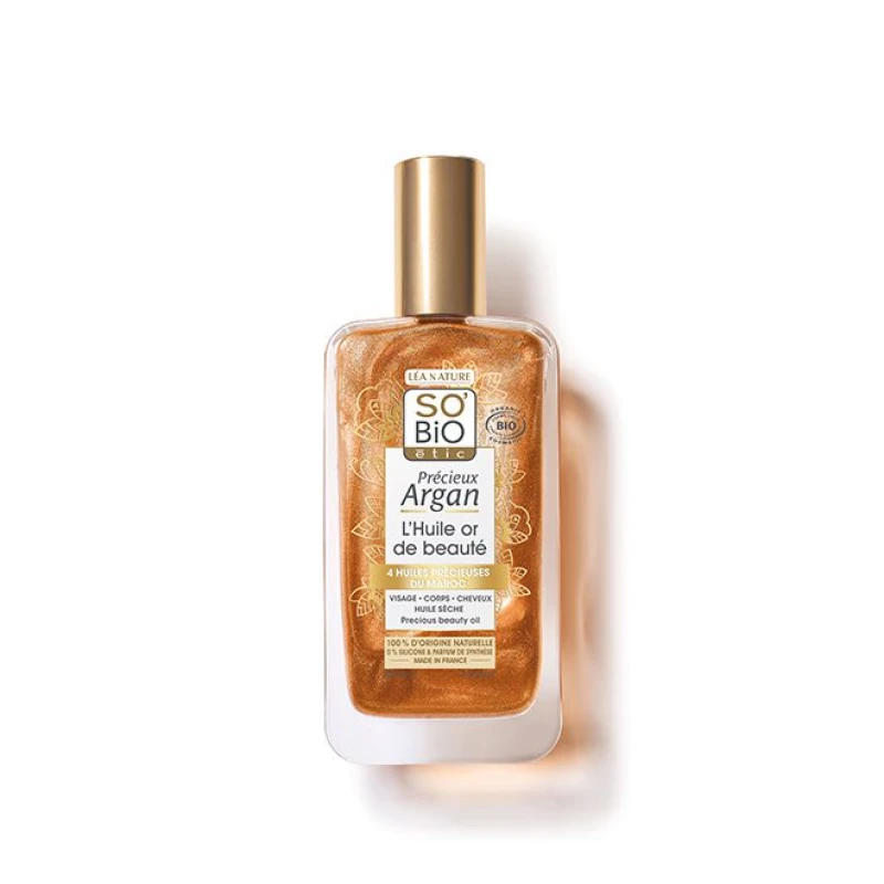 SO’BIO ÉTIC | Ξηρό Λάδι Σώματος Ομορφιάς Precieux Argan Gold Με λάμψη100ml