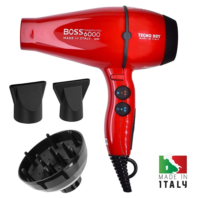 BOSS 6000 RED ULTRA IONIC LINE - Επαγγελματικό Πιστολάκι Μαλλιών Με 2 Στόμια & Φυσούνα 2500 W