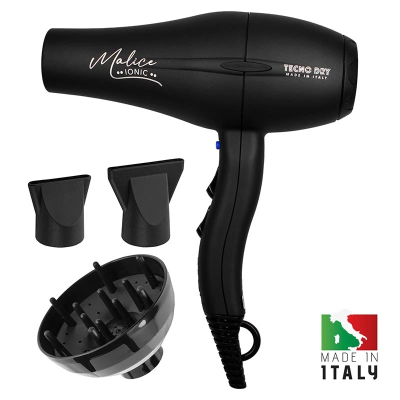 MALICE IONIC BLACK 2000 LINE - Επαγγελματικό Πιστολάκι Μαλλιών Με 2 Στόμια & Φυσούνα 2200 W