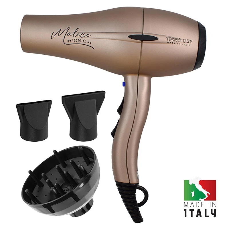 MALICE IONIC CHAMPAGNE 2000 LINE - Επαγγελματικό Πιστολάκι Μαλλιών Με 2 Στόμια & Φυσούνα 2200 W