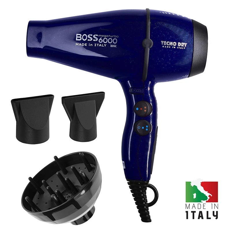 BOSS 6000 BLUE ULTRA IONIC LINE - Επαγγελματικό Πιστολάκι Μαλλιών Με 2 Στόμια & Φυσούνα 2500 W