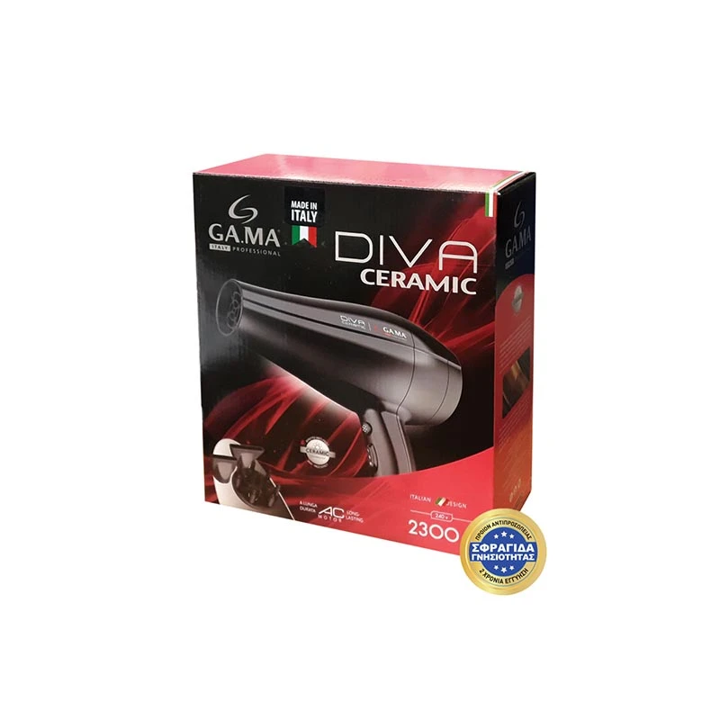 DIVA CERAMIC - Επαγγελματικό Πιστολάκι Μαλλιών με 2 Στόμια & Φυσούνα 2300 W