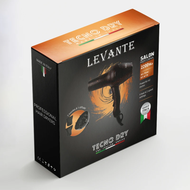 LEVANTE - Επαγγελματικό Πιστολάκι Μαλλιών Με 2 Στόμια & Φυσούνα 2200W