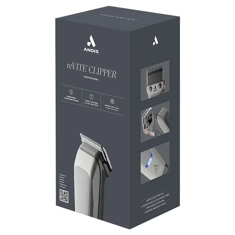 REVITE CLIPPER MTC GREY #86105 - Επαγγελματική Κουρευτική Μηχανή Ρεύματος/Επαναφορτιζόμενη REVITE BLADE
