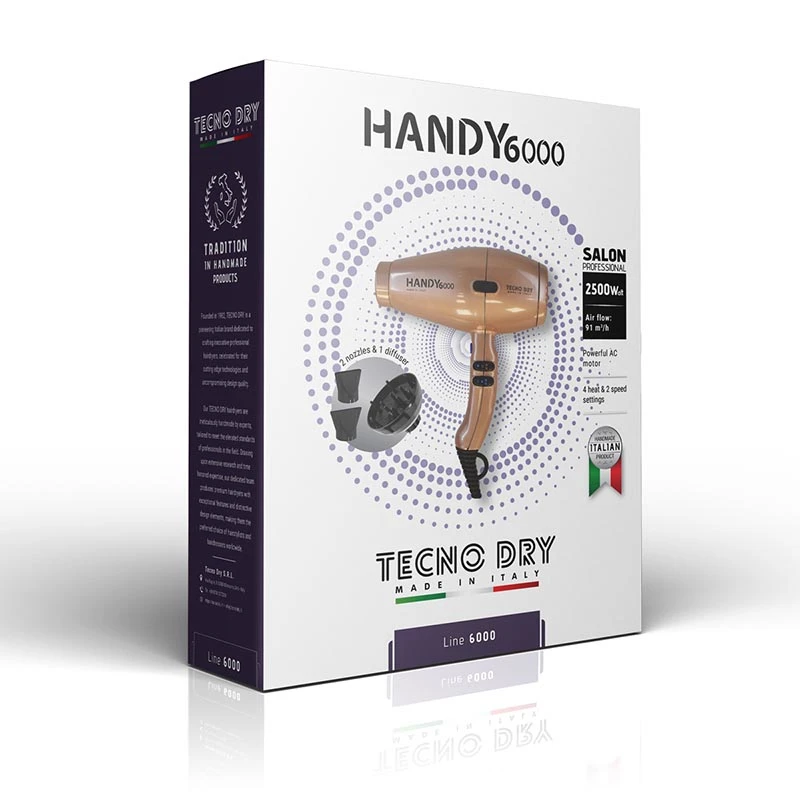 HANDY 6000 SUPERPOWER CHAMPAGNE 6000 LINE - Επαγγελματικό Πιστολάκι Μαλλιών Με 2 Στόμια & Φυσούνα 2500 W